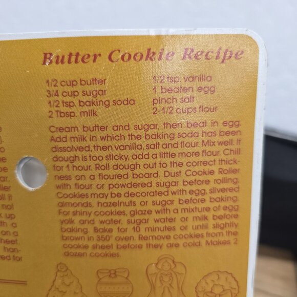 Hutzler Cutout COOKIE Santa 1987 Roll 'Em Christmas Cookie Roller 7 Designs New - Picture 7 of 9